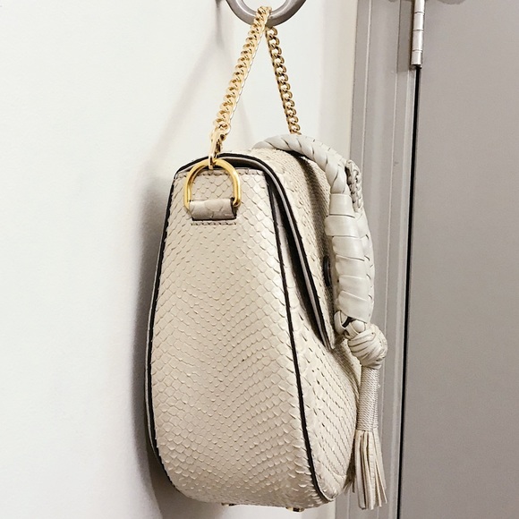 ALTUZARRA Ghianda Cream Ivory Exotic Python Snakeskin Braided Leather Bag - Picture 4 of 12